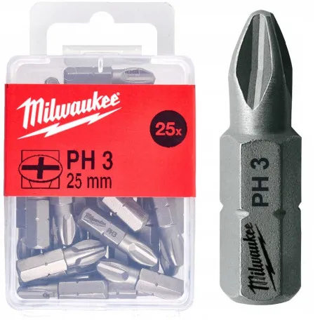 Биты для шуруповерта PH3 MILWAUKEE 25 мм, 25 шт (4932399588)
