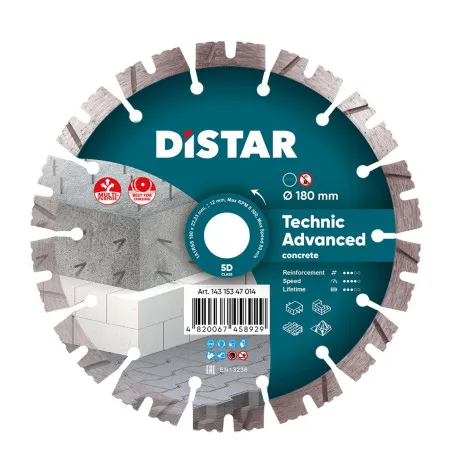 Круг алмазный отрезной DISTAR 1A1RSS/C3-H 180 x 2,6/1,8 x 12 x2 2,23-14 Technic Advanced (14315347014)