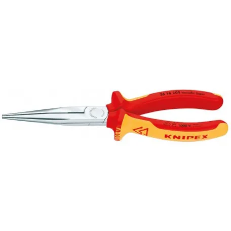 Плоские круглогубцы Knipex VDE с режущими кромками (хромированные), 200 мм (26 16 200)