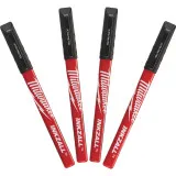 Набор маркеров с ультратонким пером MILWAUKEE Fine Tip InkZAll (черные), 4 шт (48223164)