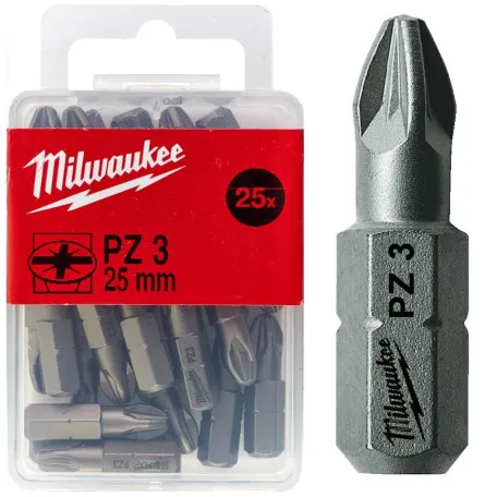 Биты для шуруповерта PZ3 MILWAUKEE SHOCKWAVE 25 мм, 25 шт (4932399591)