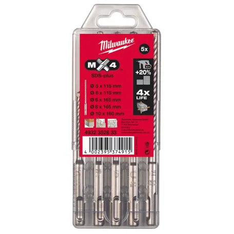 Набор буров MILWAUKEE SDS+ MX4, 5 шт. (4932352833)