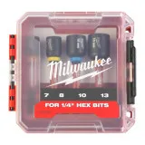 Набор магнитных головок MILWAUKEE 1/4 для ударных работ Shockwave (7-8-10-13мм), 4 шт (4932492445)