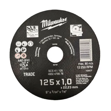 Круг отрезной MILWAUKEE SCS по металлу 41/125х1 мм (4932479578)