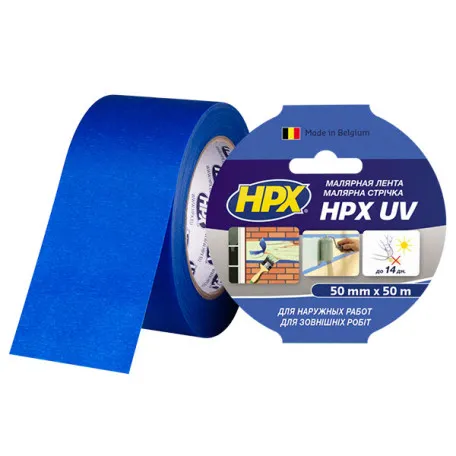 Малярная лента (скотч) HPX UV 50ммx50м УФ-стойкая для наружных работ (MU5050)
