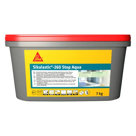 Гидроизоляция акриловая быстротвердеющая под плитку Sika Lastic 260 Stop Aqua, 7 кг (705802)