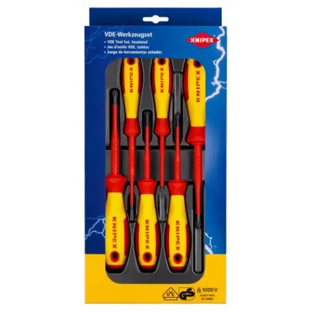 Набор диэлектрических отверток с зауженным рабочим концом Knipex VDE шлиц/Phillips/Pozidriv (00 20 12 V04)