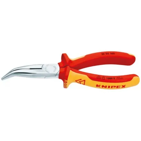 Плоские круглогубцы Knipex VDE с режущими кромками (хромированные), 160 мм (25 26 160)