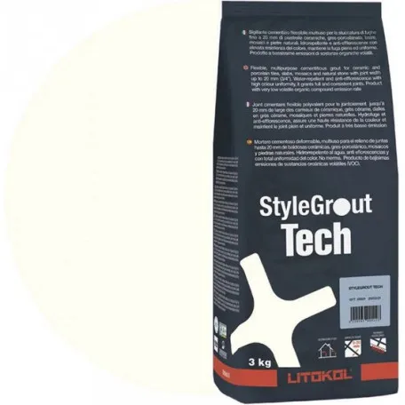Цементная затирка Litokol StyleGrout Tech 0-20 (White 1) 3 кг (SGTCHWHT10063)