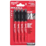 Маркер Milwaukee InkZAll для стройплощадки ультра-тонкий, черный 4 шт (48223154)