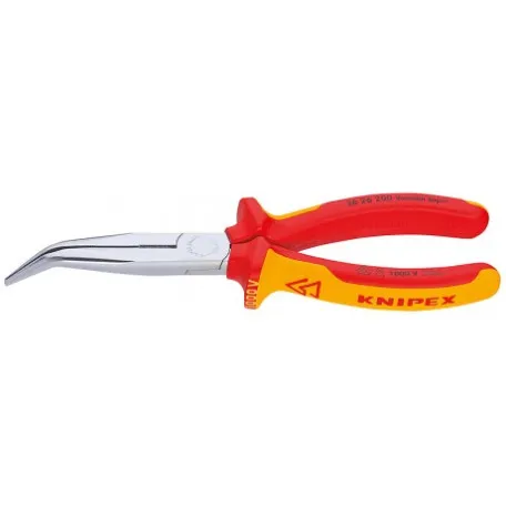 Плоские круглогубцы Knipex VDE с режущими кромками (хромированные), 200 мм (26 26 200)
