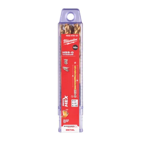 Сверло по металлу MILWAUKEE RedHEX HSS-G TiN 6,0 мм, 10 шт (4932478181)