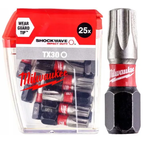 Бита Milwaukee TX30 SHOCKWAVE 25 мм, 25 шт (4932430886)