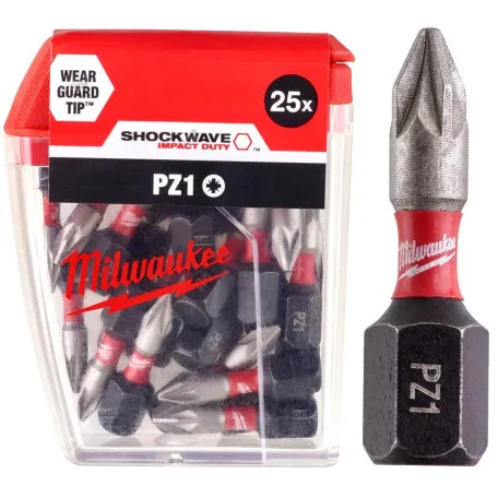 Биты Milwaukee PZ1 SHOCKWAVE 25 мм, 25 шт. (4932430861)