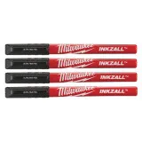 Набор маркеров с ультратонким пером MILWAUKEE Fine Tip InkZAll (черные), 4 шт (48223164)