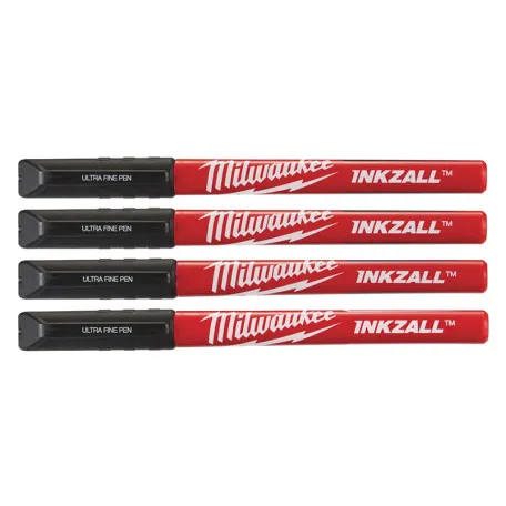 Набор маркеров с ультратонким пером MILWAUKEE Fine Tip InkZAll (черные), 4 шт (48223164)