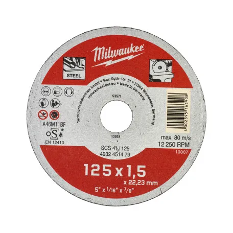 Отрезной диск MILWAUKEE по металлу SC 41 125х1,5x22,23 (4932451479)