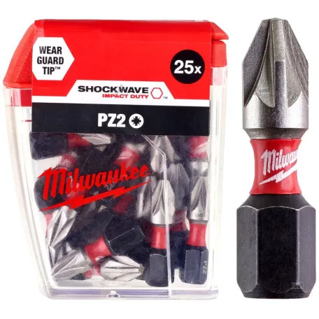 Биты Milwaukee PZ2 SHOCKWAVE 25 мм, 25 шт (4932430864)