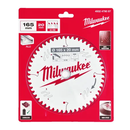 Диск пильный по алюминию Milwaukee 165х20х52 (4932479087)