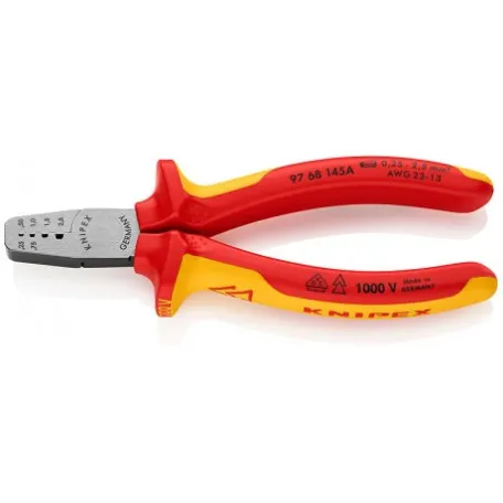 Инструмент Knipex VDE для обжима тонкостенных контактных гильз (97 68 145 A)