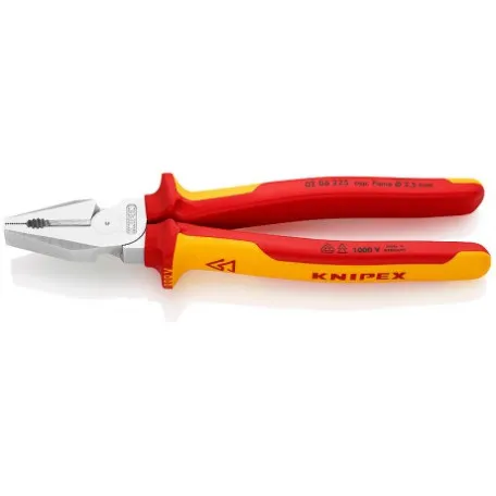 Плоскогубцы Knipex VDE комбинированные особой прочности (хромированные), 225 мм (02 06 225)
