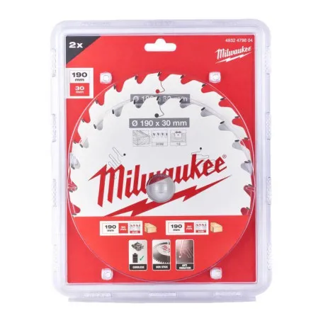 Набор дисков для быстрой резки Milwaukee 190x30 мм, 24 зуба, 2 шт (4932479804)