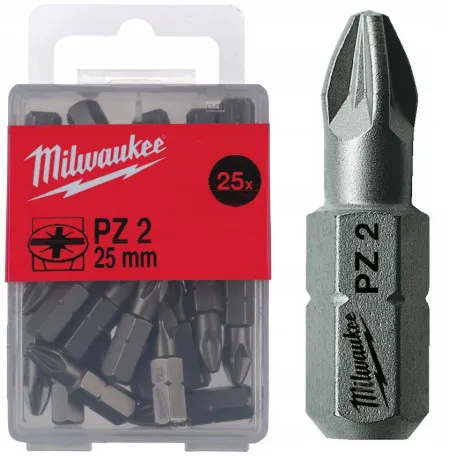 Биты для шуруповерта PZ2 MILWAUKEE 25 мм, 25 шт (4932399590)