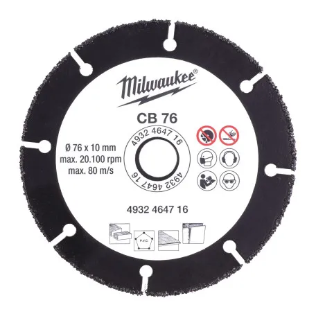 Диск твердосплавный отрезной по дереву MILWAUKEE 76x1x10 мм (4932464716)