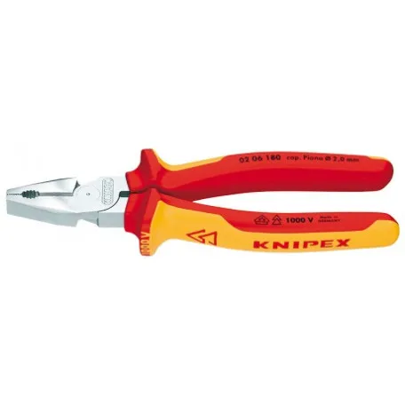 Плоскогубцы Knipex VDE комбинированные особой прочности (хромированные), 180 мм (02 06 180)