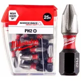 Биты Milwaukee PH2 SHOCKWAVE 25мм, 25 шт. (4932430853)