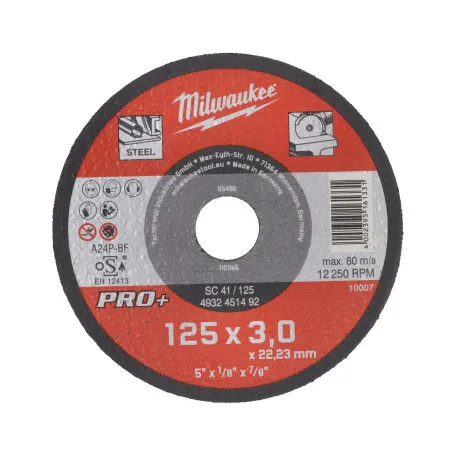 Отрезной диск по металлу Milwaukee PRO+, 125х3х22.2 мм, прямой (4932451492)