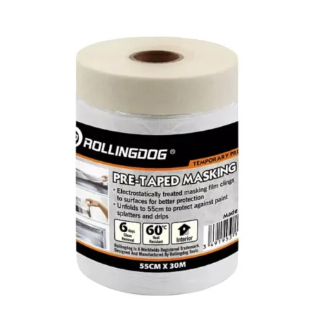 Защитная пленка на малярной ленте Rollingdog Masking Film 8мкм, 55cм х 30м (80046)