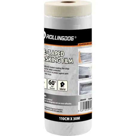Защитная пленка на малярной ленте Rollingdog Masking Film 8мкм, 110cм х 30м (80499)