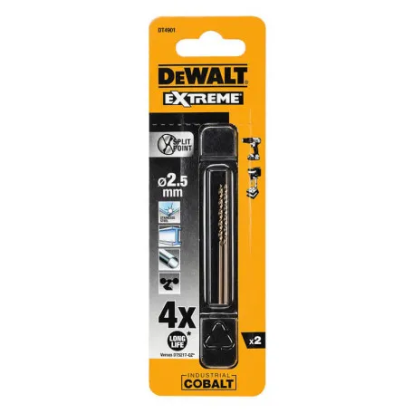 Сверло по металлу, DeWALT, EXTREME COBALT, HSS-Co, 2.5x57 мм, 2 шт. (DT4901)