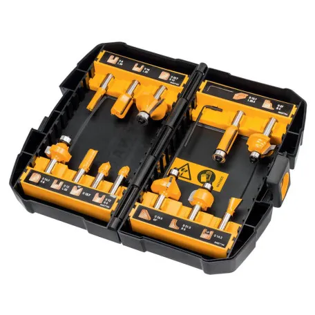 Набір фрез універсальний DeWALT для фрезера, цанга 8 мм, 12 шт., у кейсі, (DT90016)
