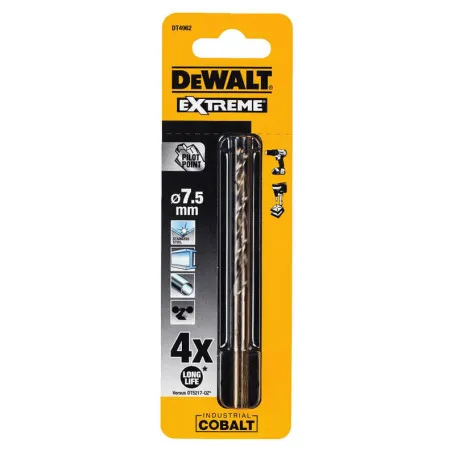 Свердло по металу, DeWALT, EXTREME COBALT, 7.5x109 мм (DT4962)