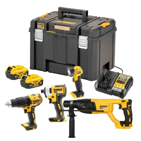 Набір акумуляторних інструментів DeWALT (4 шт., 18В, 2х5Аг, безщіткові) (DCK440P2T)
