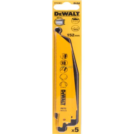 Полотно пильне біметалічне DeWALT 152 мм, 14 TPI, 5 шт (DT2361)