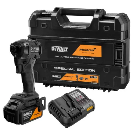 Шурупокрут ударний акумуляторний DeWALT McLaren F1 Team 18В, 206.5 Нм, 1х5Аг (DCF86MP1T)