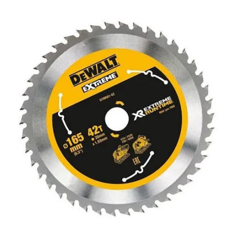 Диск пиляльний EXTREME RUNTIME DeWALT, диск 165 мм, посадка 20 мм, 42 зубів (DT99561)