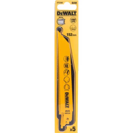 Полотно пильне біметалічне DeWALT 152 мм, 18 TPI, 5 шт (DT2384)