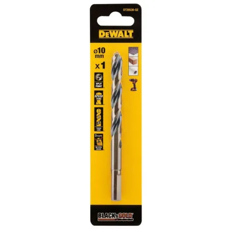 Свердло по металу Black & Gold DeWALT, 10 мм, 133 мм, робоча частина 87 мм (DT20530)