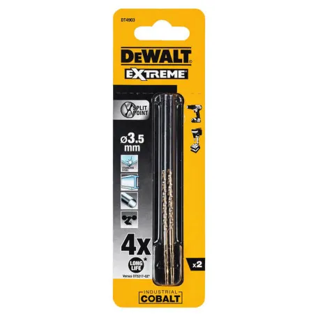 Сверло по металлу, DeWALT, EXTREME COBALT, HSS-Co, 3.5x70 мм, 2 шт. (DT4903)
