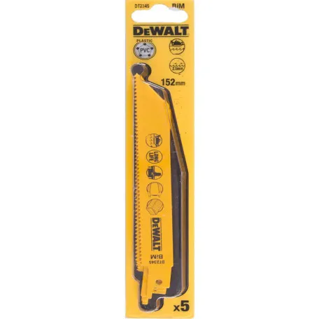 Полотно пиляльне біметалічне універсальне DeWALT 152 мм, 10 TPI, 5 шт (DT2345)