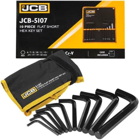 Haбіp Г-подіб. ключів HEX 10 од. (6-22 мм) в чохлі JCB Tools JCB-5107, (60960)