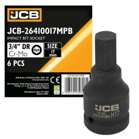 Головка, торцева, (HEX-профіль), JCB Tools JCB-26410017MPB, 3/4