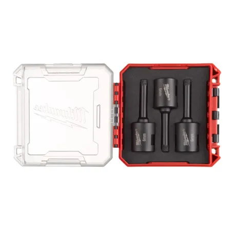 Набор алмазных коронок MILWAUKEE Diamond Max PACKOUT М14, диаметр 6 мм, (3 шт.), (сухое сверление), пластиковый кейс, (4932500545)