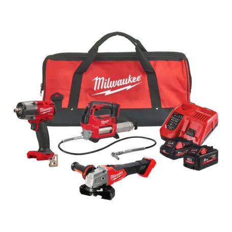 Набор из 3 аккумуляторных бесщёточных инструментов MILWAUKEE M18 FPP3SED-532B, зарядное устройство M12-18 FC, 1 аккумулятор M18 HB3 (4933502347)