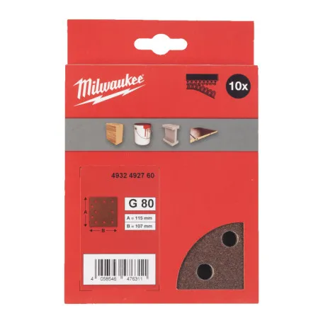 Бумага шлифовальная MILWAUKEE, 115x107мм HL, зерно 80, 10шт (4932492760)