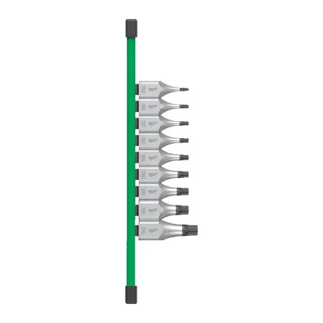 Набор головок торцевых хромированных 1/2'' MILWAUKEE, с битой Torx (Т20-Т60) на планке, 9шт (4932480822)